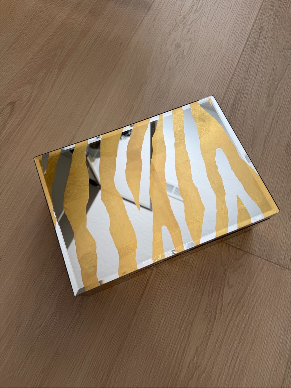 Gold & Silver Zebra Glass Trinket Box